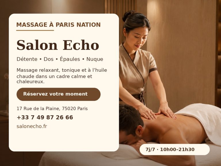 Espace intérieur de Massage Echo Paris Nation